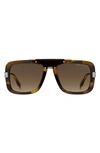 Marc Jacobs 55mm Gradient Rectangle Sunglasses In Brown Horn/ Brown Gradient