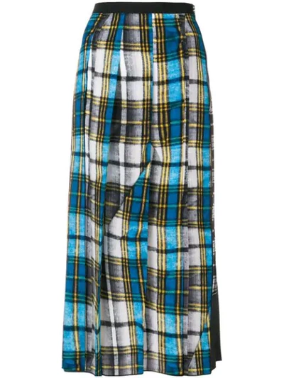 Marc Jacobs Patchwork Plaid Silk Crepe De Chine Skirt In Blue