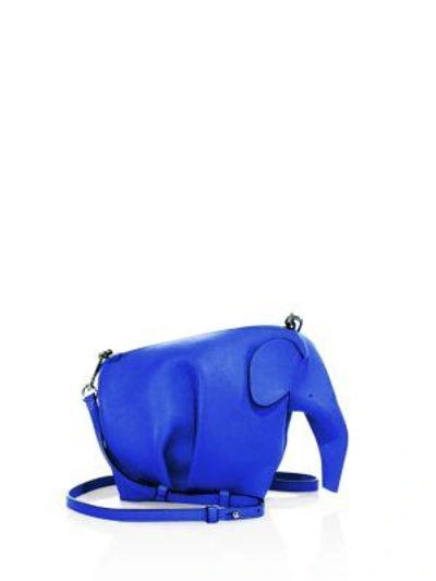 Loewe Mini Leather Elephant Crossbody Bag In Electric Blue