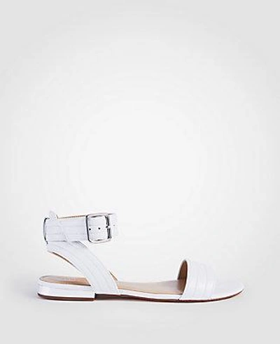 Ann Taylor Farrah Leather Flat Sandals In White