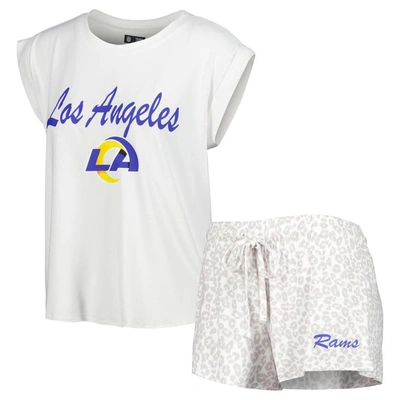 Concepts Sport White/cream Los Angeles Rams Montana Knit T-shirt & Shorts Sleep Set