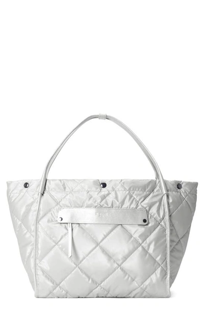 Mz Wallace Large Madison Quilted Nylon Shopper Bag In Oyster Metallic