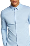 Topman Muscle Fit Dress Shirt In Light Blue
