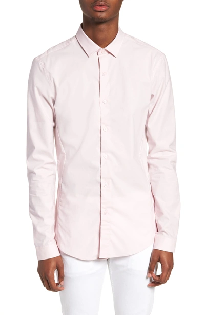 Topman Muscle Fit Textured Shirt In Pink