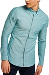 Topman Muscle Fit Oxford Shirt In Blue