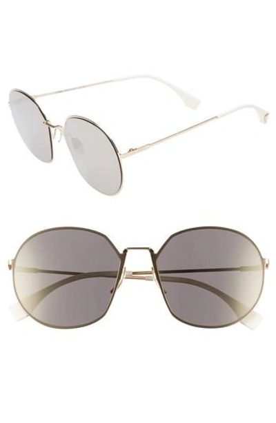 Fendi 59mm Round Special Fit Sunglasses - Gold