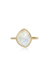 Monica Vinader Siren Small Nugget Stacking Ring In Yellow Gold/ Moonstone