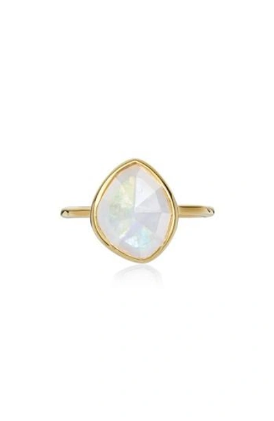 Monica Vinader Siren Small Nugget Stacking Ring In Yellow Gold/ Moonstone