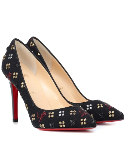 Christian Louboutin Pigalle 100mm Jacquard Loubi In The Sky Red Sole Pumps In Black