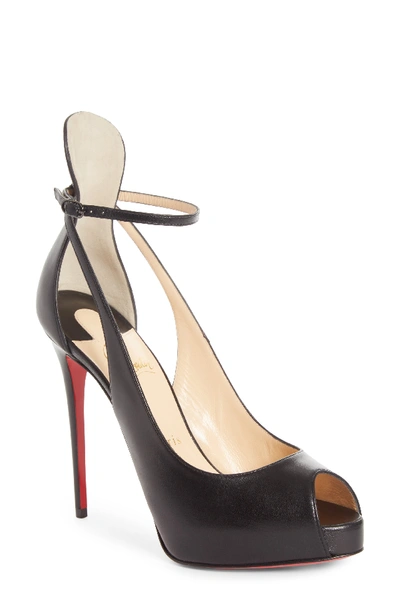 Christian Louboutin Mascaralta Platform Peep-toe Red Sole Sandals In Black