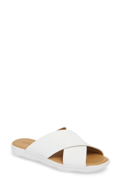 Lucky Brand Mahlay Slide Sandal In Optic White Leather