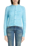 Acne Studios Womens Teal Blue Kenty Face-patch Knitted Cardigan