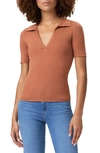 Paige Womens Cinnamon Sugar Valencia V-neck Organic Cotton And Silk-blend Knitted Top