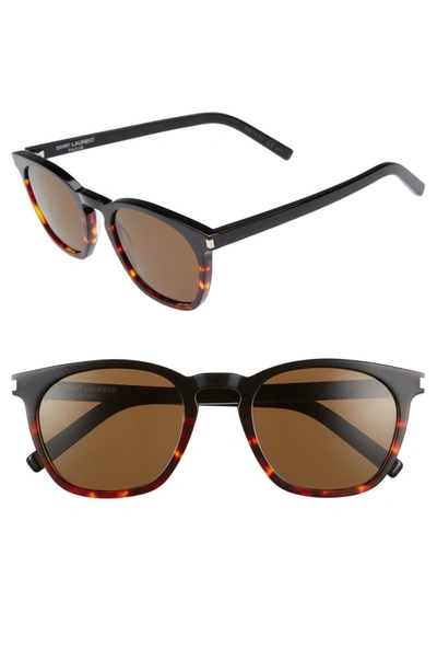 Saint Laurent Sl 28 Two-tone Acetate Frame Sunglasses In Noir/ Marron