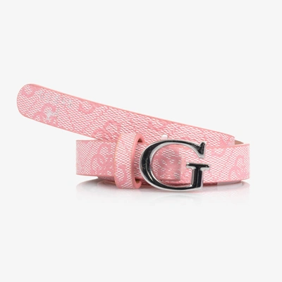 Guess Kids' Girls Pink Faux Leather Logo Belt