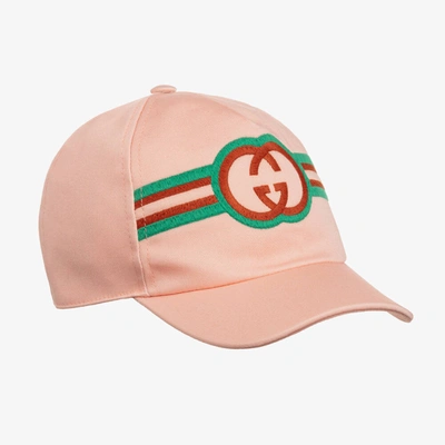 Gucci Kids' Girls Pink Cotton Logo Cap