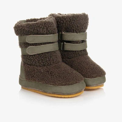 Donsje Baby Boys Green Bouclé Pre-walker Boots