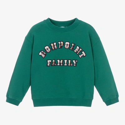 Bonpoint Kids' Boys Green Cotton Family Logo Sweatshirt