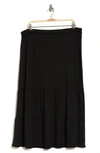 Max Studio Solid Tiered Maxi Skirt In Black-black