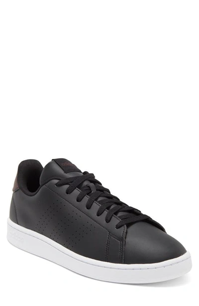Adidas Originals Advantage Tennis Sneaker In Black/ Black/ Shadow Brown