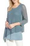 Eileen Fisher Organic Linen Tunic Sweater In Blue Steel