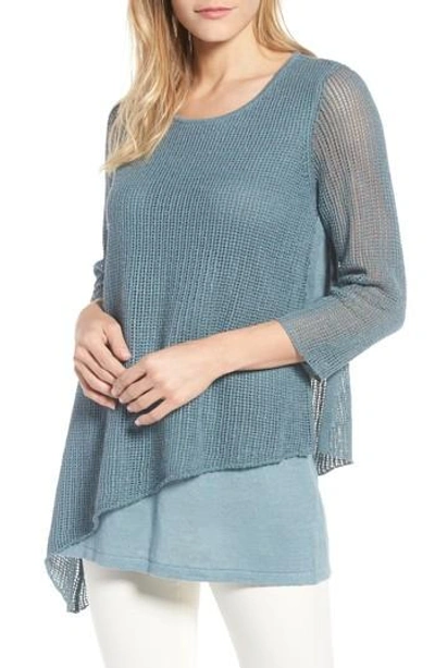 Eileen Fisher Organic Linen Tunic Sweater In Blue Steel