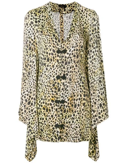 De La Vali Leopard Print Mini Dress - Yellow