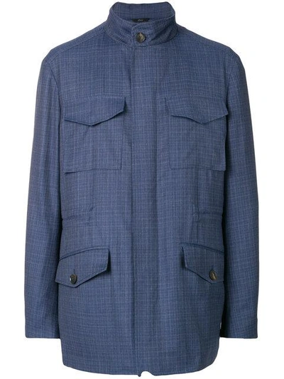 Brioni Fitted Cargo Jacket In Blue
