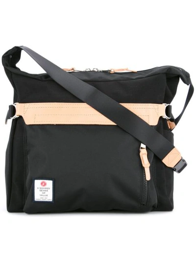 As2ov Hi Density Leather-trimmed Bag In Black
