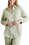Bed Threads Long Sleeve Linen Button-up Shirt In Sage