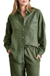 Bed Threads Long Sleeve Linen Button-up Shirt In Olive