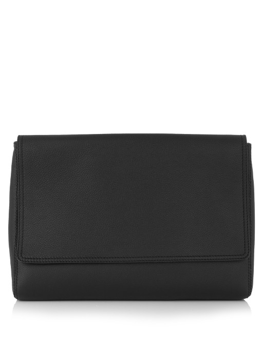 Balenciaga Logo-back Leather Pouch In Black | ModeSens