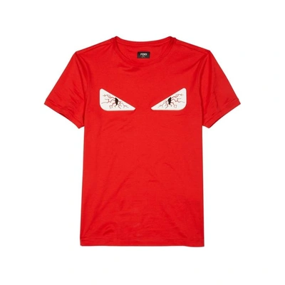 Fendi Monster Tired Eyes Cotton T Shirt In Red Modesens