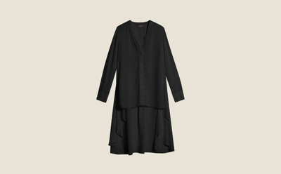 Donna Karan Stretch Silk Button Down Tunic In Black