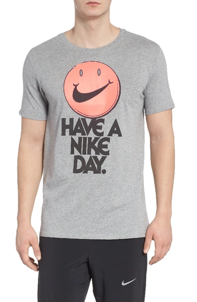 Nike Nsw Concept Graphic T-shirt In Dk Grey Heather/ Bright Mango