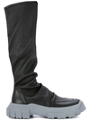 Rick Owens Stretch Leather Hiking Socks In Black