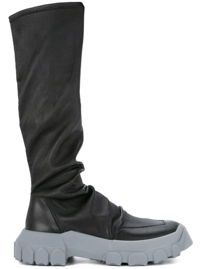 Rick Owens Stretch Leather Hiking Socks In Black