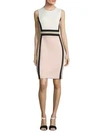 Calvin Klein Colorblock Sleeveless Sheath Dress In Shocking Pink