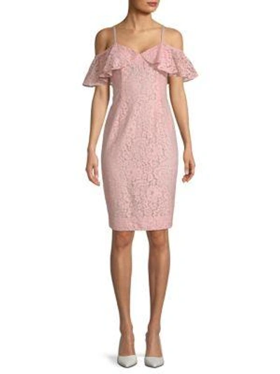Trina Turk Mysterious Cold-shoulder Sheath Dress In Pink Champagne
