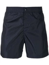 Moncler Logo Stripe Embroidered Swim Shorts In Blue