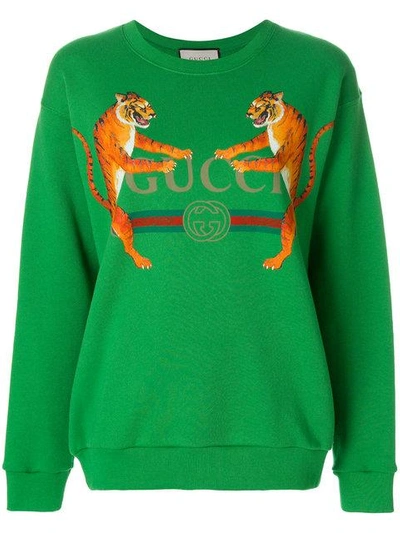 Gucci Logo With Tigers Sweatshirt In Green