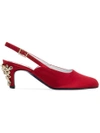 Koché Embellished Heel Slingback Pumps In Red