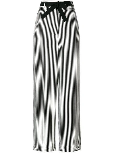 Hache Striped Belted Wide-leg Trousers - Black