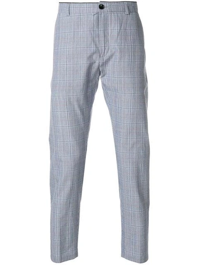 Department 5 Plaid Straight Leg Trousers In Blue