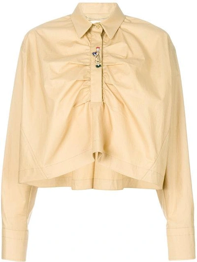 Carven Cropped Flared Shirt - Neutrals