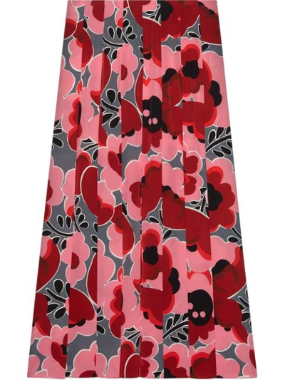 Gucci Poppies Silk Skirt In Pink