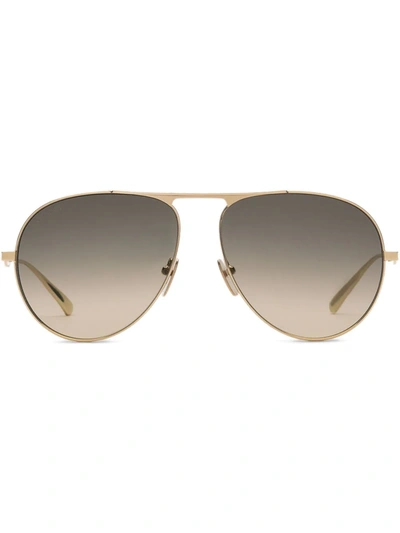 Gucci Aviator Metal Sunglasses In Gold Metal