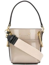 Chloé Roy Mini Patent-leather Bucket Bag In Neutrals