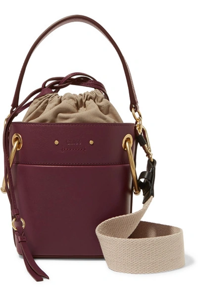 Chloé Roy Medium Leather Bucket Bag In Burgundy