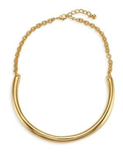 Kenneth Jay Lane Polished Gold Bar Necklace In Yellow Gold